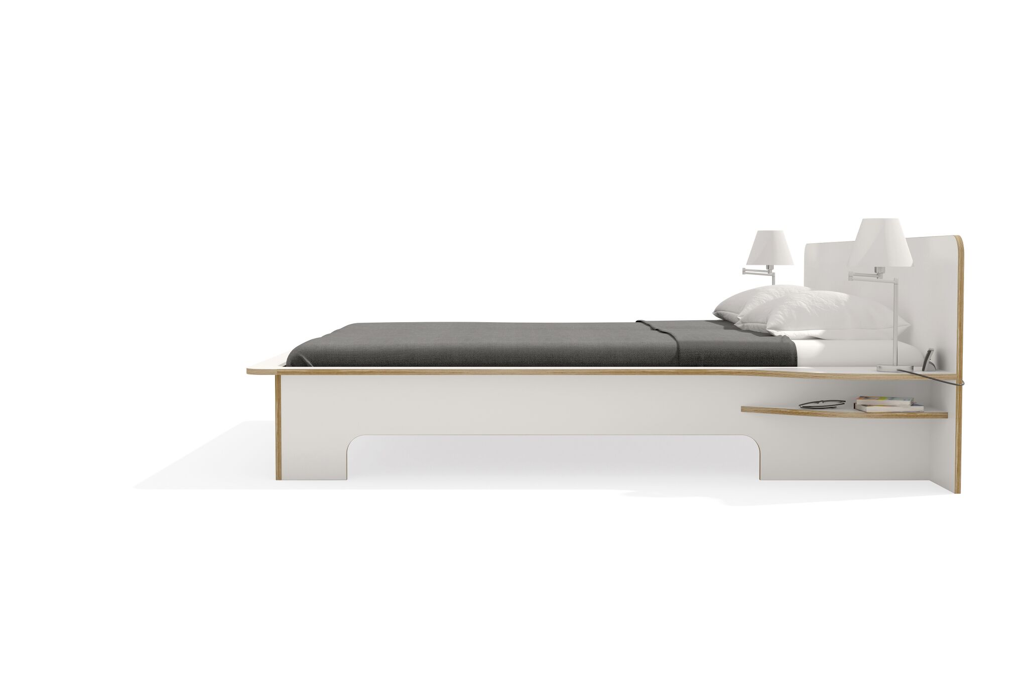 PLANE Doppelbett ohne Bettkasten, weiss