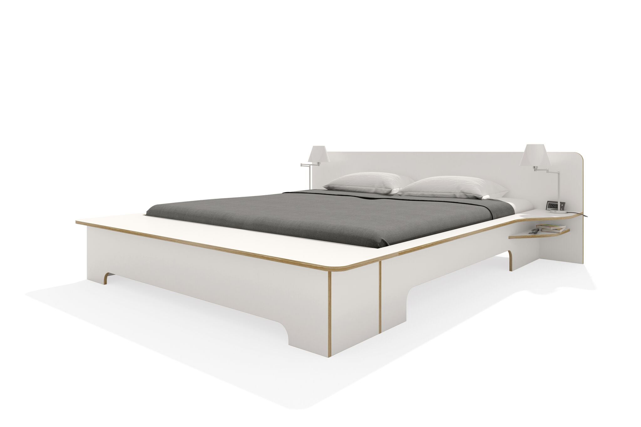 PLANE Doppelbett mit Bettkasten, weiss