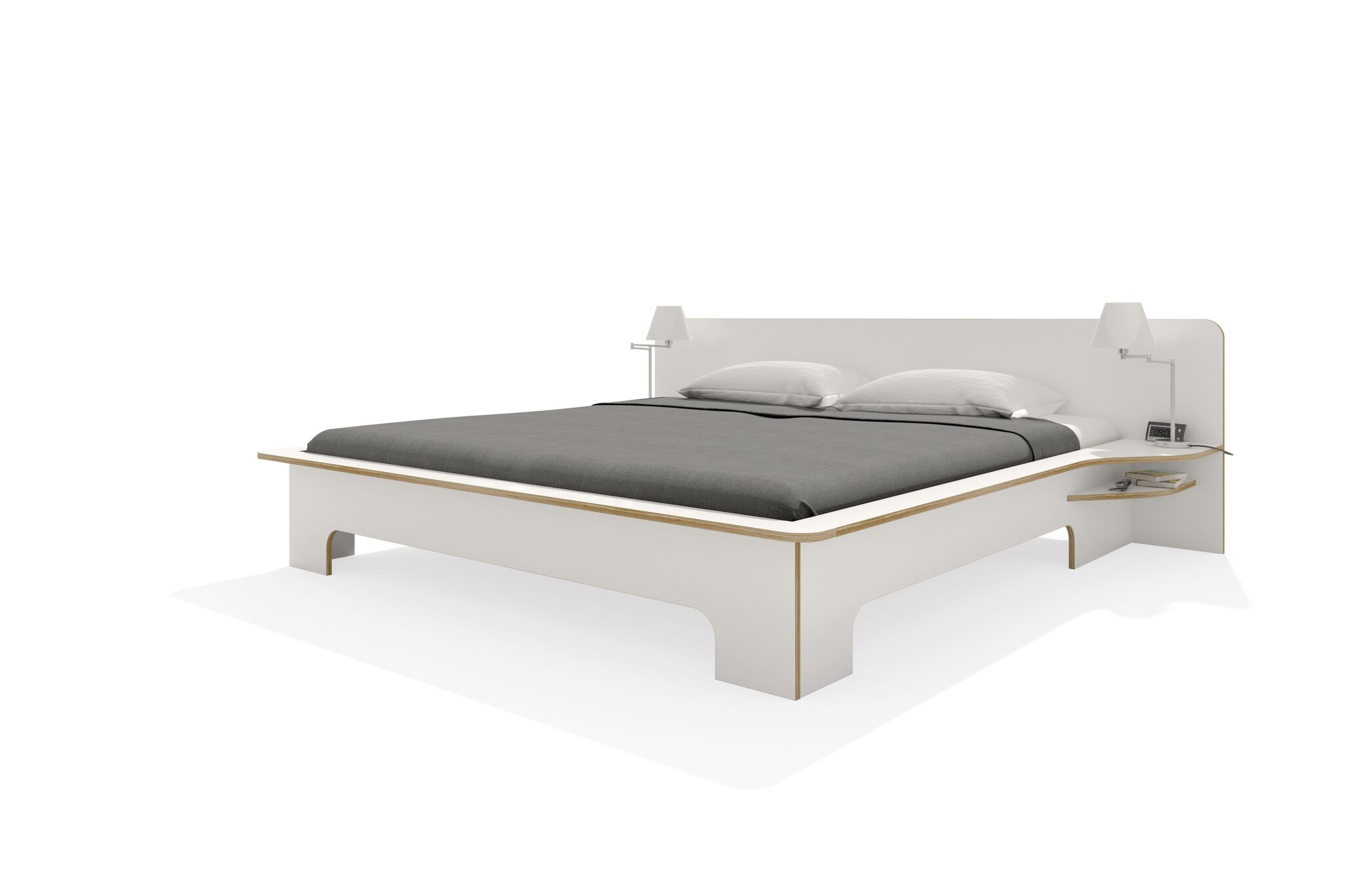 PLANE Doppelbett ohne Bettkasten, weiss