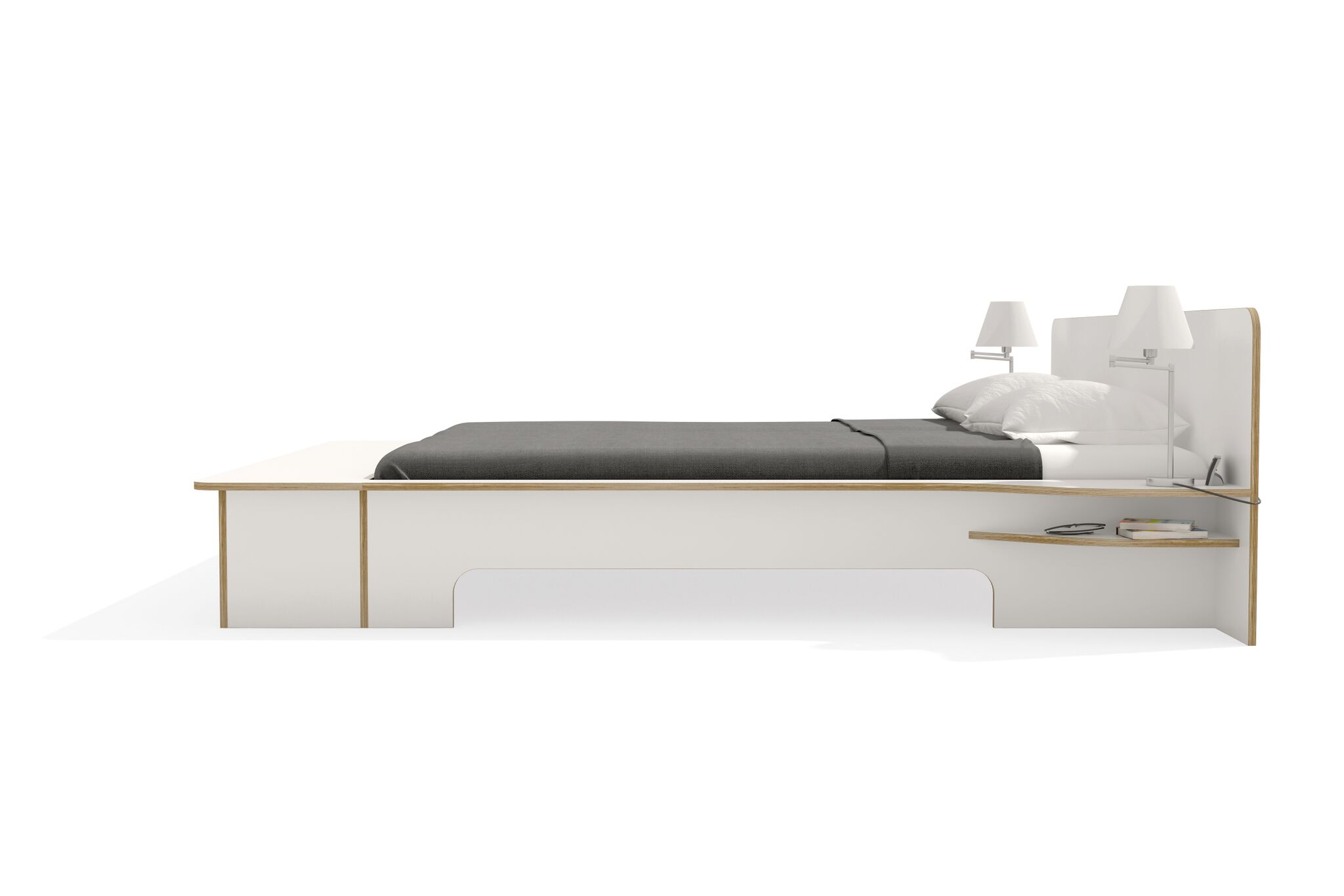 PLANE Doppelbett mit Bettkasten, weiss