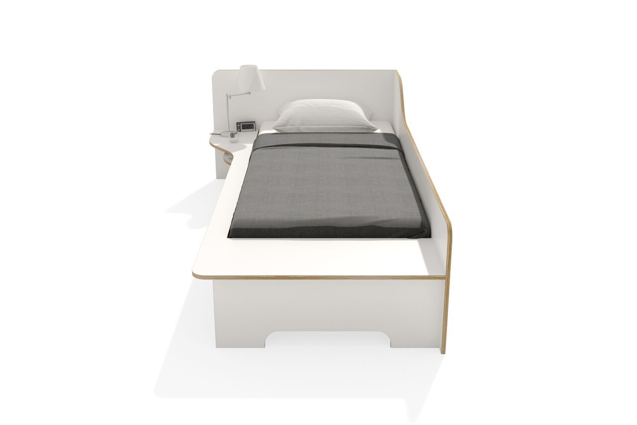 PLANE Einzelbett mit Bettkasten, weiss